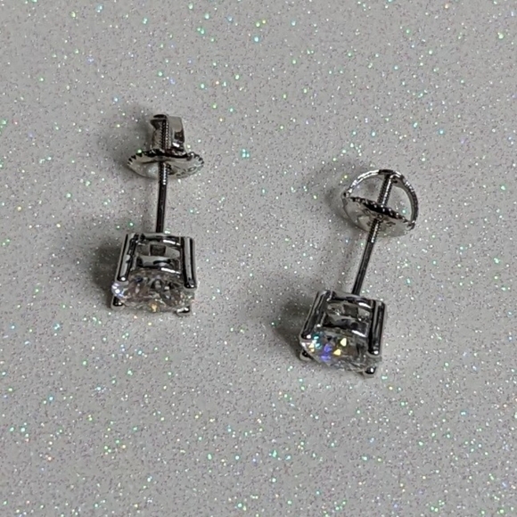 1 Carat Certified Moissanite Round Brilliant 6.5 MM Stud Earrings - Picture 7 of 10